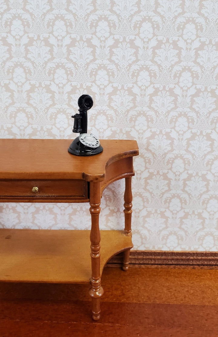 Dollhouse Miniature Candlestick Telephone Old Fashioned Victorian Black & Silver 1:12 Scale - Miniature Crush