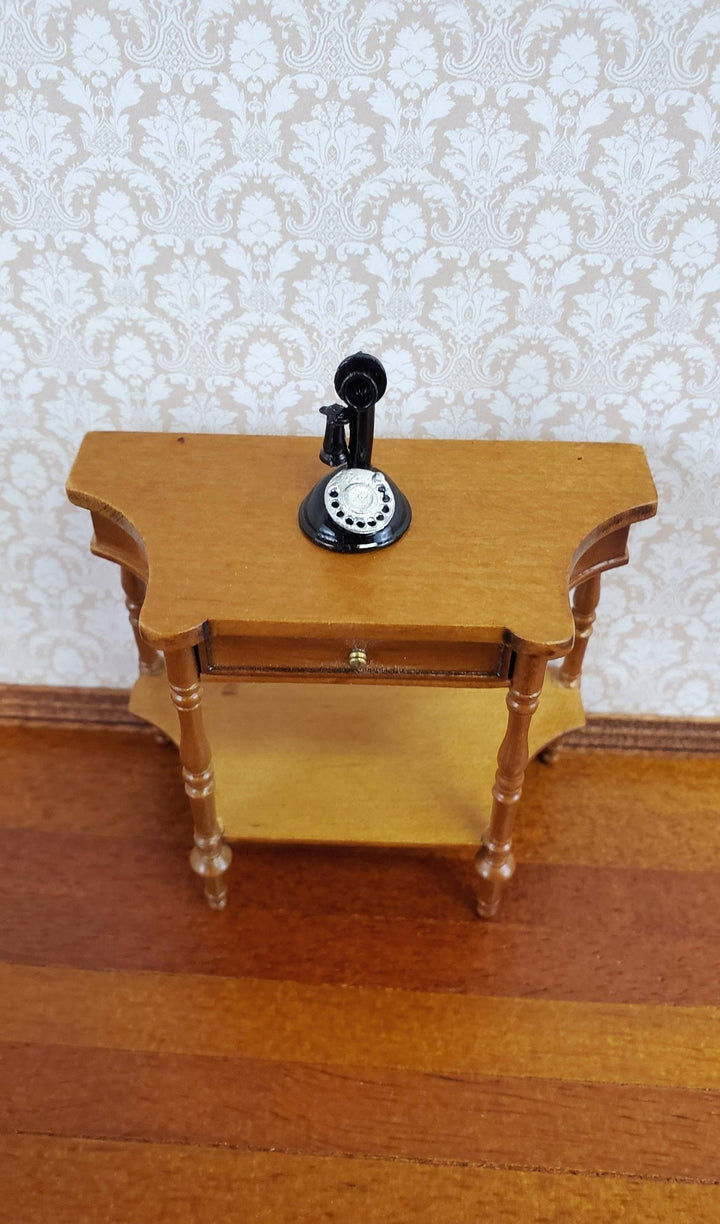 Dollhouse Miniature Candlestick Telephone Old Fashioned Victorian Black & Silver 1:12 Scale - Miniature Crush