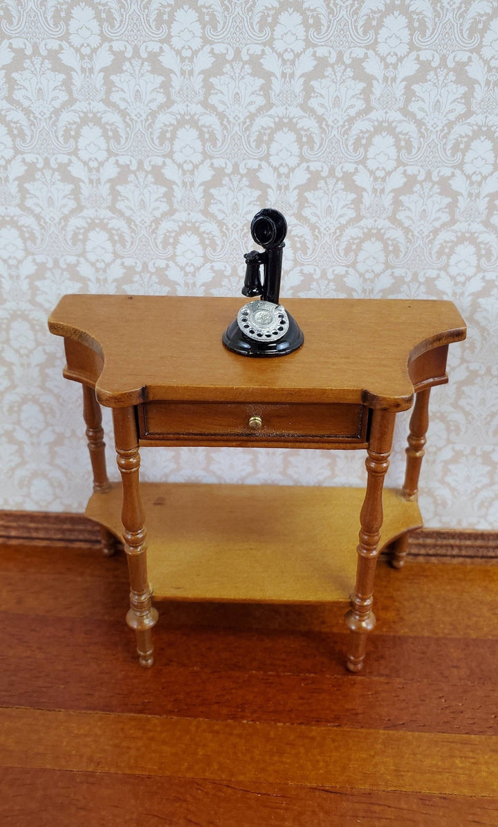 Dollhouse Miniature Candlestick Telephone Old Fashioned Victorian Black & Silver 1:12 Scale - Miniature Crush