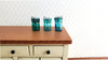 Dollhouse Miniature Canning Jars Glass Aqua with Lids Set of 3 Medium 1:12 Scale