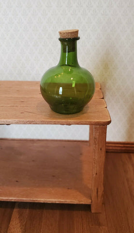 Dollhouse Miniature Carboy or Demijohn Glass Bottle Green Cork Large 1:12 Scale - Miniature Crush