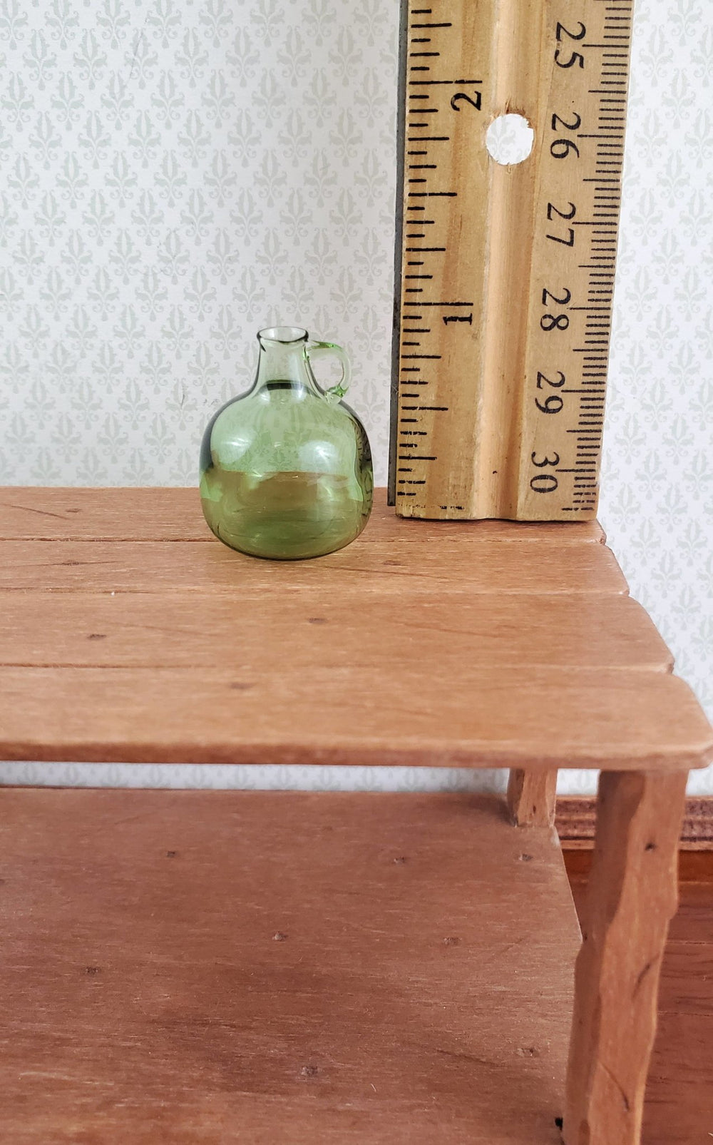Dollhouse Miniature Carboy or Demijohn Green Glass Bottle with Handle 1:12 Scale - Miniature Crush