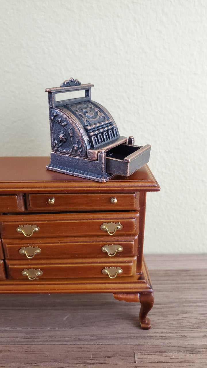 Dollhouse Miniature Cash Register Till Bronze Vintage Style Metal 1:12 Scale Opening Drawer - Miniature Crush