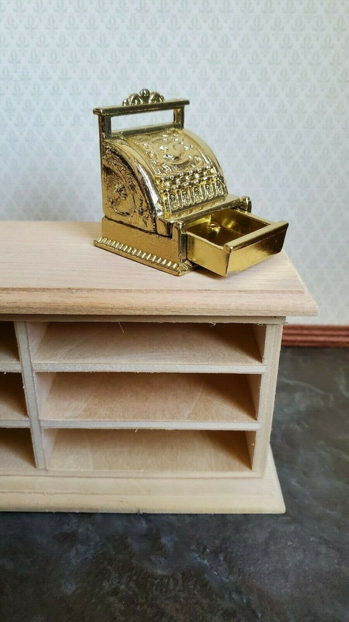Dollhouse Miniature Cash Register Till Gold Vintage Style Metal 1:12 Scale - Miniature Crush
