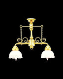 Dollhouse Miniature Ceiling Light 2 Arm Frosted Flower Shade 1:12 Scale 12 Volt - Miniature Crush