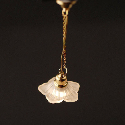 Dollhouse Miniature Ceiling Light Frosted Flower 1:12 Scale 12 Volt Electric with Plug - Miniature Crush