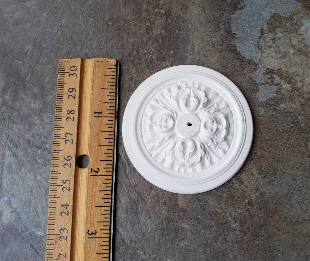 Dollhouse Miniature Ceiling Rose Medallion with Hole Plaster 1:12 Scale 58 mm - Miniature Crush