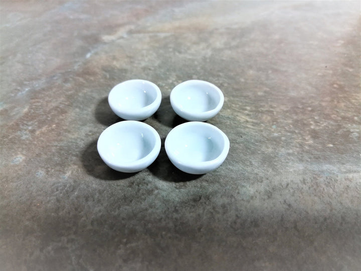 Dollhouse Miniature Ceramic Bowls x4 White Plain 1:12 Scale - Miniature Crush