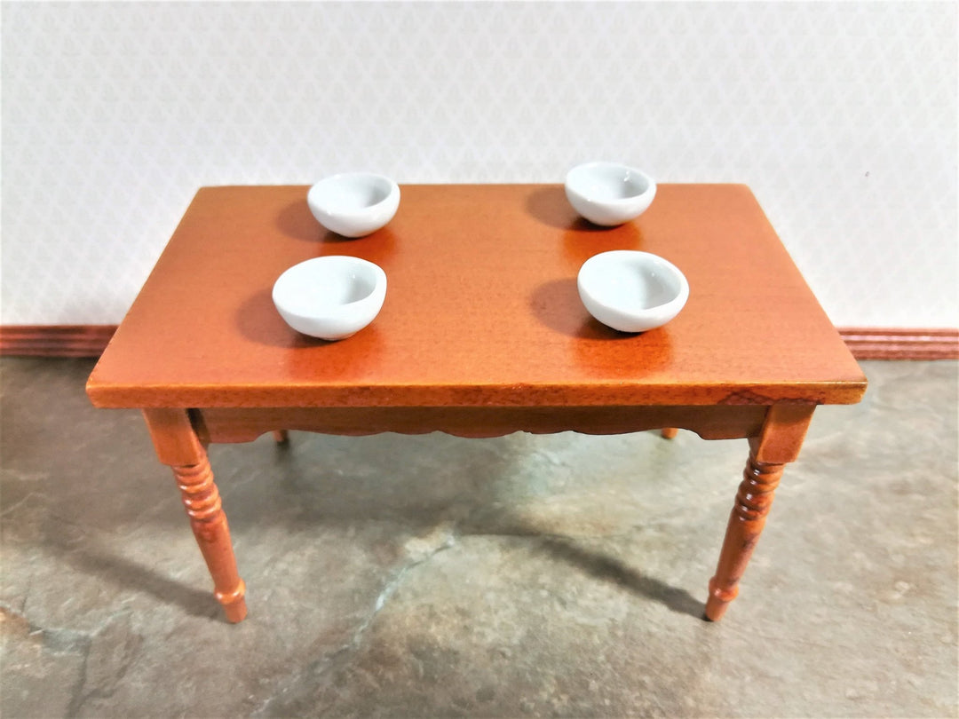 Dollhouse Miniature Ceramic Bowls x4 White Plain 1:12 Scale - Miniature Crush