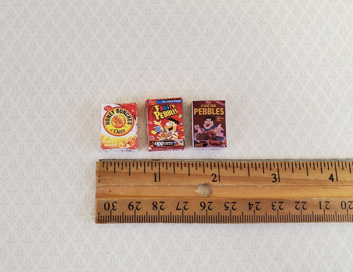 Dollhouse Miniature Cereal Boxes x3 Cocoa Pebbles Honey Bunches of Oats 1:12 Scale Kitchen Food - Miniature Crush
