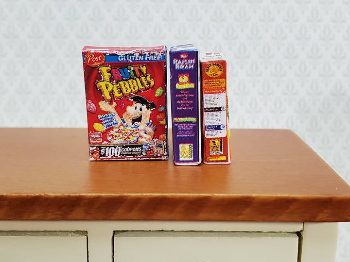 Dollhouse Miniature Cereal Boxes x3 Fruity Pebbles Honey Bunches of Oats 1:12 Scale Kitchen Food - Miniature Crush