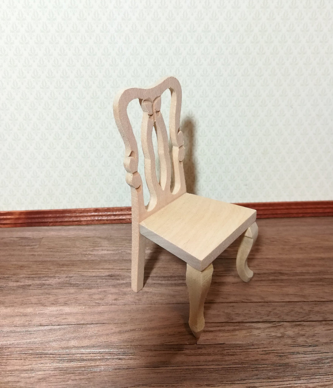 Dollhouse Miniature Chair Dining or Side Chair Unfinished Wood 1:12 Scale - Miniature Crush