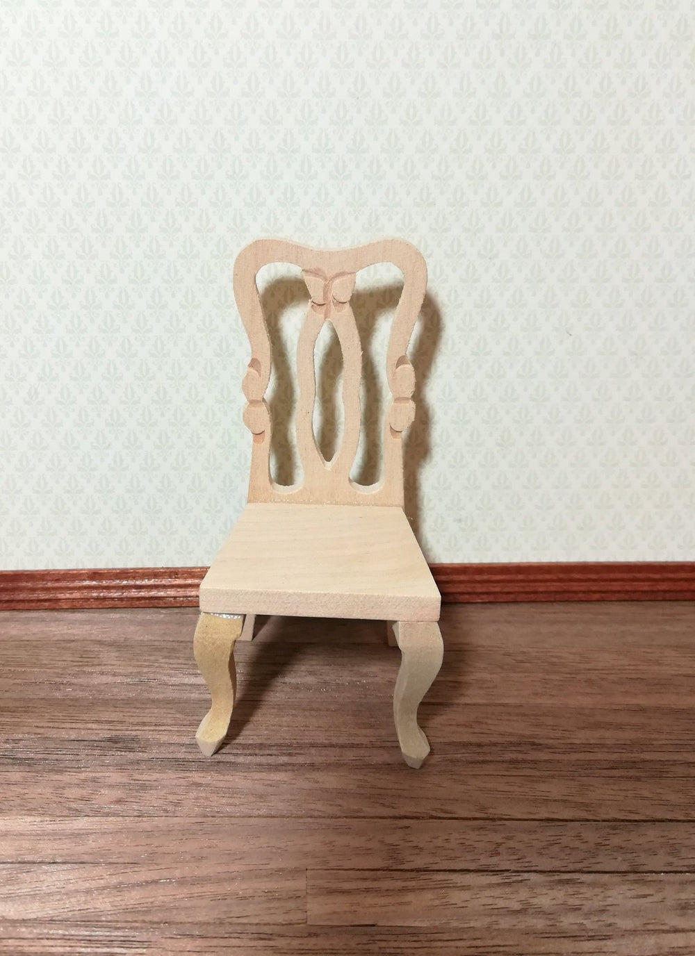 Dollhouse Miniature Chair Dining or Side Chair Unfinished Wood 1:12 Scale - Miniature Crush