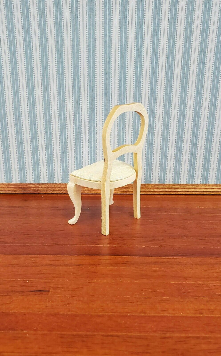 Dollhouse Miniature Chair Dining or Side Padded Seat Unpainted Wood 1:12 Scale - Miniature Crush