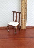 Dollhouse Miniature Chair for Kitchen or Dining Room White Seat 1:12 Furniture Walnut Finish - Miniature Crush