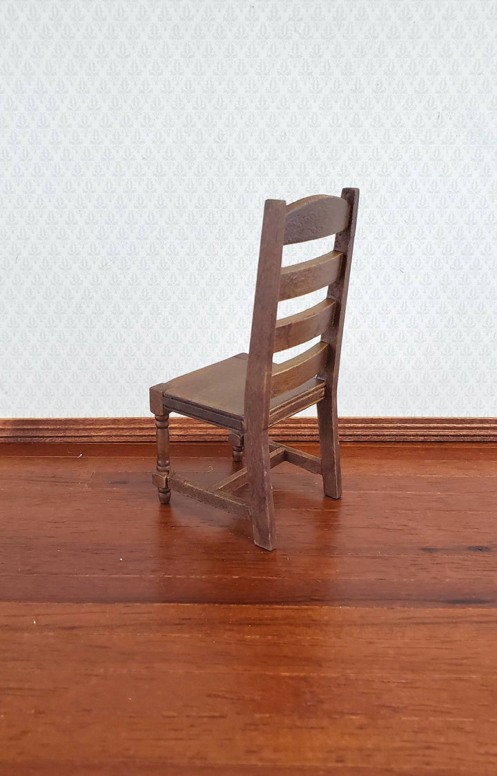 Dollhouse Miniature Chair Ladderback for Kitchen or Dining Room 1:12 Furniture Walnut Finish - Miniature Crush