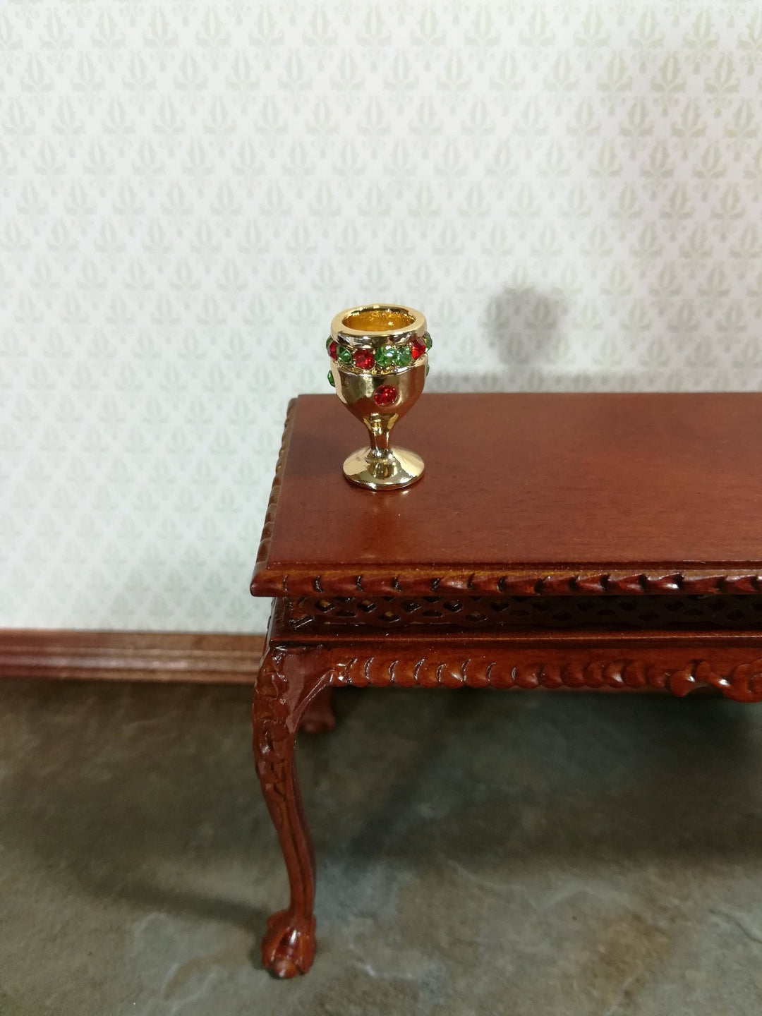 Dollhouse Miniature Chalice Goblet Large "Gold" with Jewels 1:12 Scale - Miniature Crush