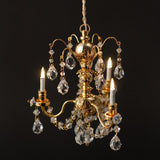 Dollhouse Miniature Chandelier 3 Arm Crystal Pendants 12 Volt Electric 1:12 Scale - Miniature Crush