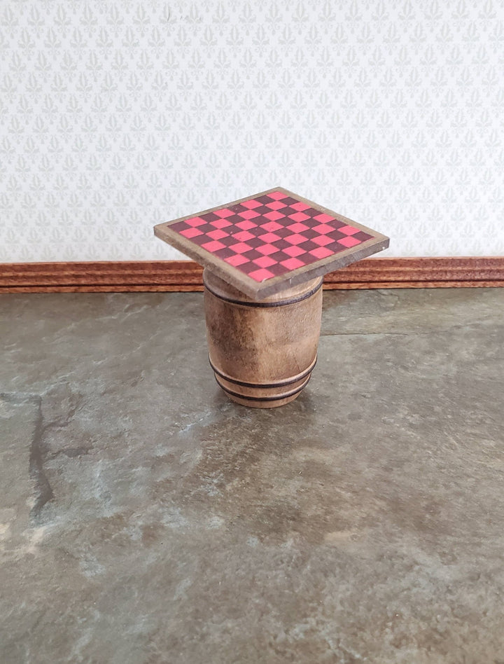 Dollhouse Miniature Checker Board on Barrel Distress Painted Wood 1:24 Scale or Small 1/12 - Miniature Crush