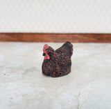 Dollhouse Miniature Chicken Hen Brown Sitting Cast Resin 1:12 Scale Pet Farm - Miniature Crush