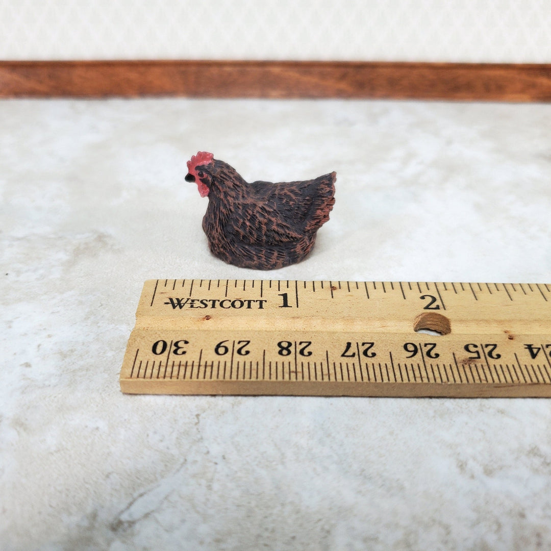 Dollhouse Miniature Chicken Hen Brown Sitting Cast Resin 1:12 Scale Pet Farm - Miniature Crush
