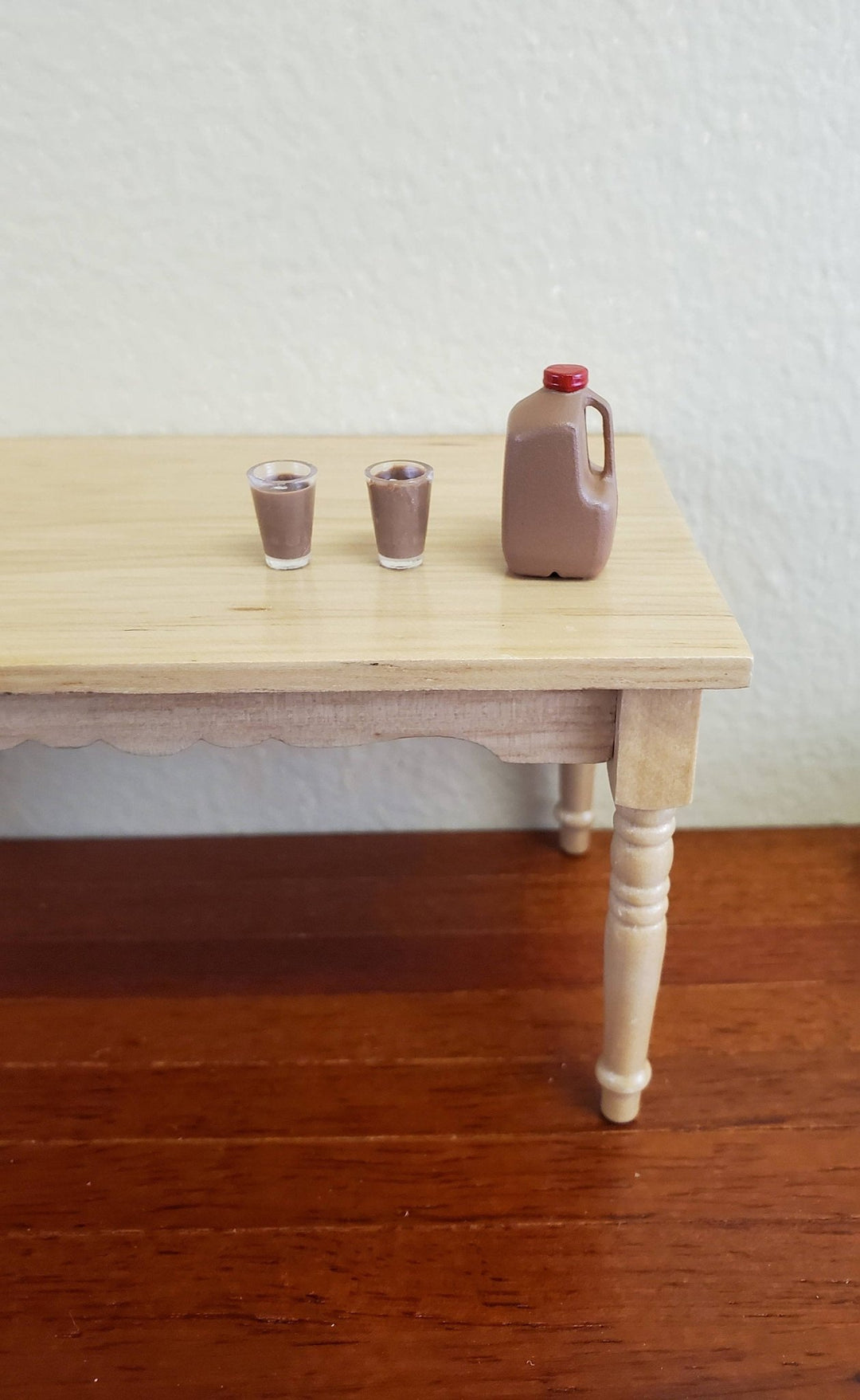 Dollhouse Miniature Chocolate Milk Gallon Jug with 2 Filled Glasses 1:12 Scale Food Kitchen Accessory - Miniature Crush