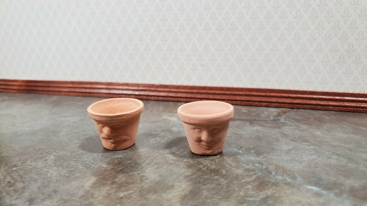 Dollhouse Miniature Clay Pots with Faces Garden Planters Set of 2 1:12 Scale - Miniature Crush
