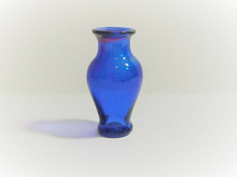 Dollhouse Miniature Cobalt Blue Pedestal Vase Large Glass 1:12 Scale for flowers - Miniature Crush