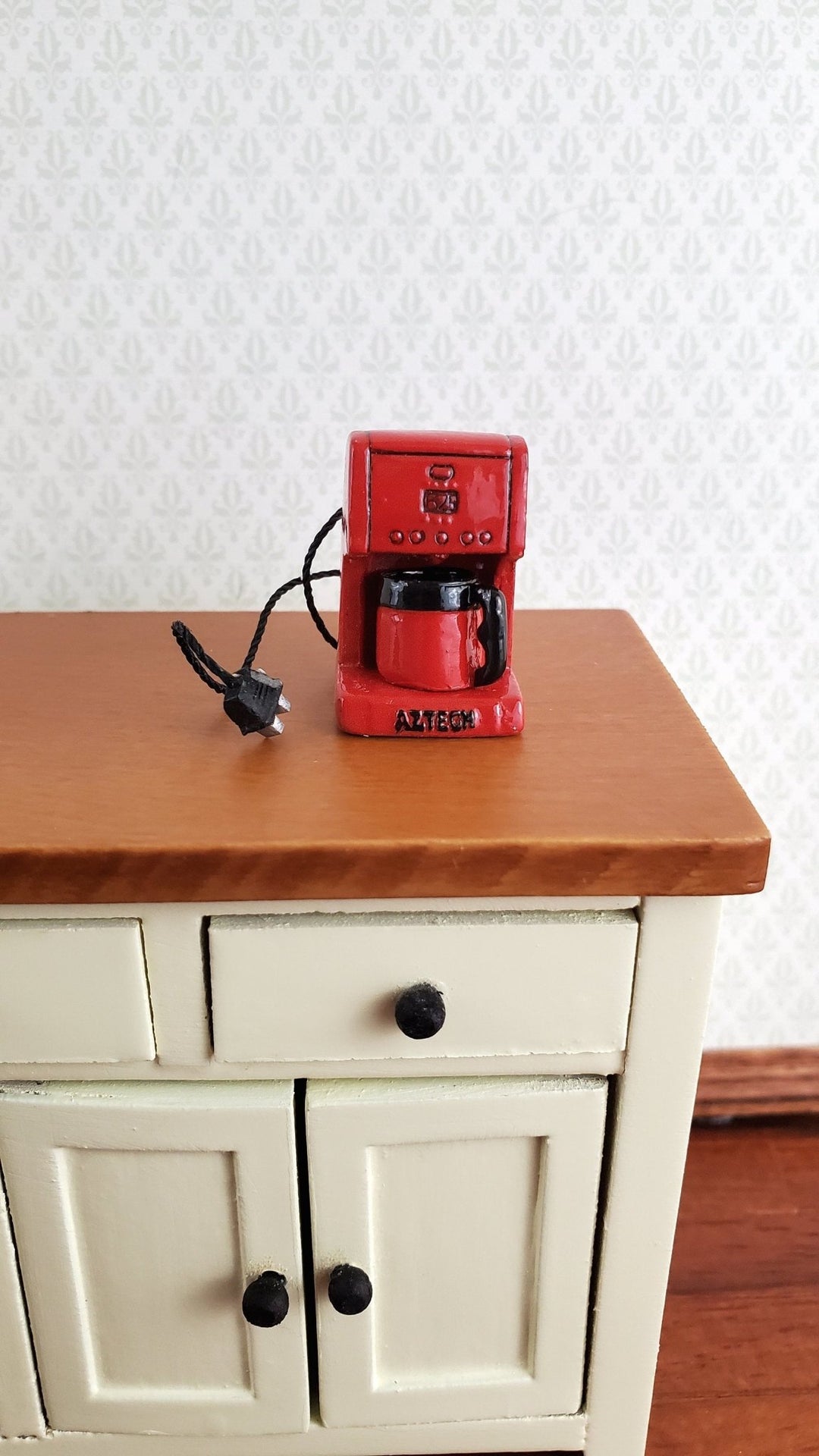 Dollhouse Miniature Coffee Maker Modern Red & Black 1:12 Scale Kitchen Accessories - Miniature Crush