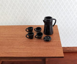 Dollhouse Miniature Coffee Pot & 4 Cups Black 1:12 Scale Kitchen Accessories - Miniature Crush