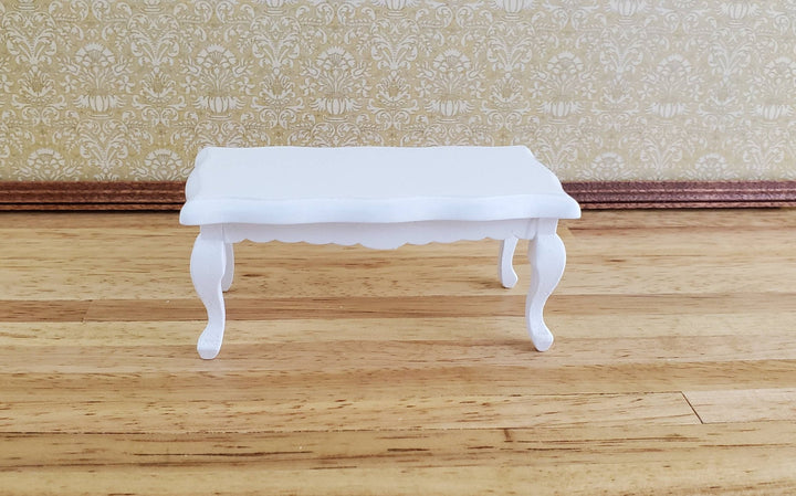 Dollhouse Miniature Coffee Table Curvy Rectangle White Finish 1:12 Scale Furniture - Miniature Crush