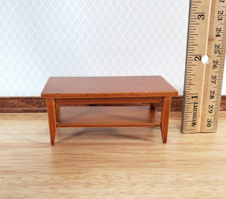 Dollhouse Miniature Coffee Table with Shelf Walnut Finish 1:12 Scale Furniture - Miniature Crush