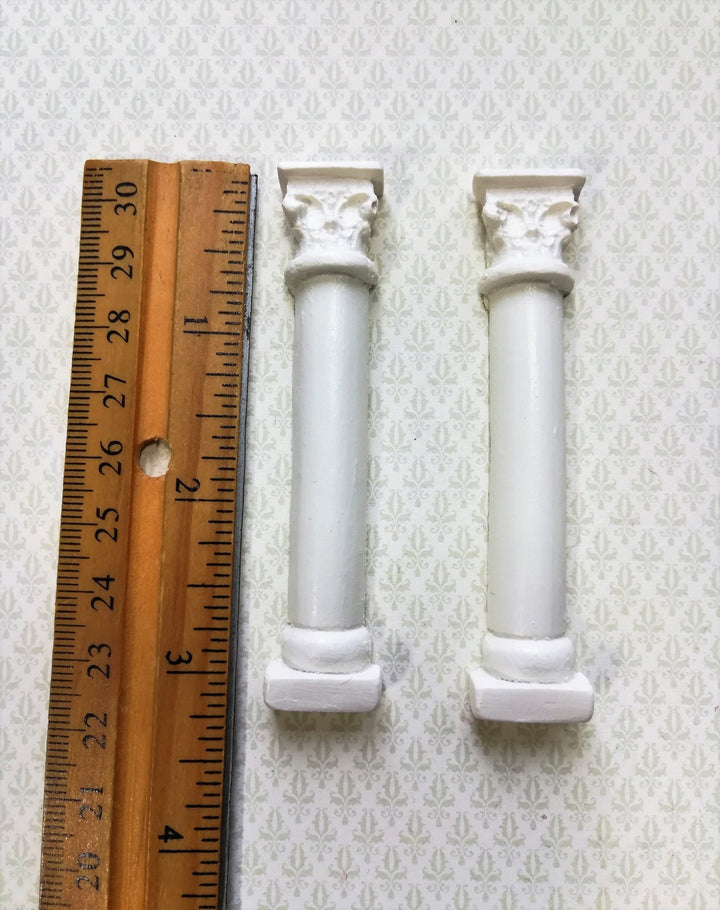 Dollhouse Miniature Columns Half Scale Flat Back Set of 2 - 3 1/8" Tall Cast Resin 1:24 Scale - Miniature Crush