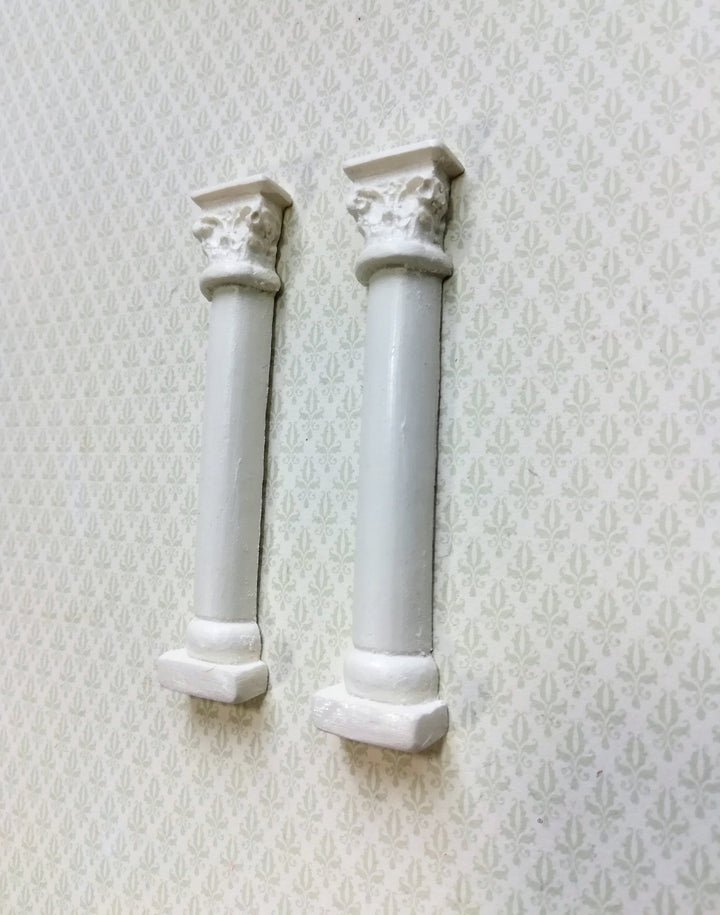 Dollhouse Miniature Columns Half Scale Flat Back Set of 2 - 3 1/8" Tall Cast Resin 1:24 Scale - Miniature Crush