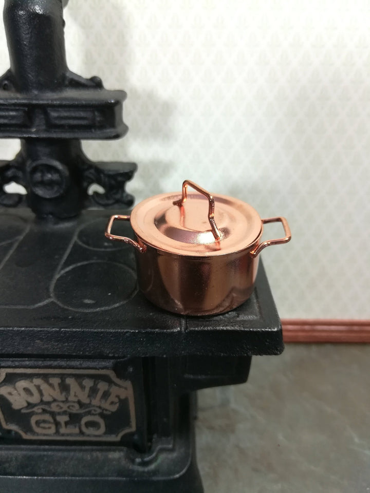 Dollhouse Miniature Copper Stock Soup Pot Extra Large with Removable Lid 1:12 Scale - Miniature Crush