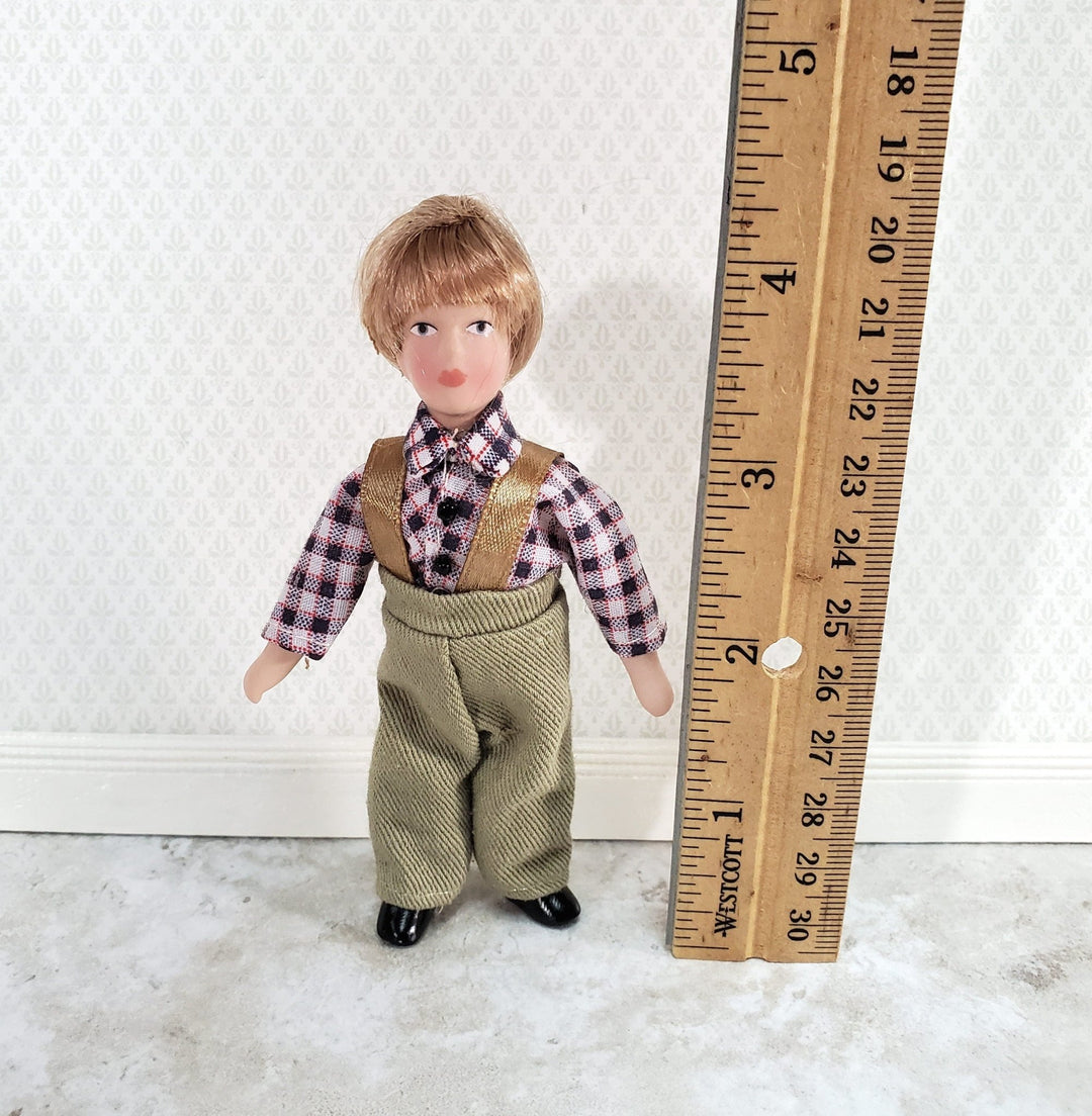 Dollhouse Miniature Country Boy Son Doll Porcelain Semi-Poseable 1:12 Scale Family - Miniature Crush