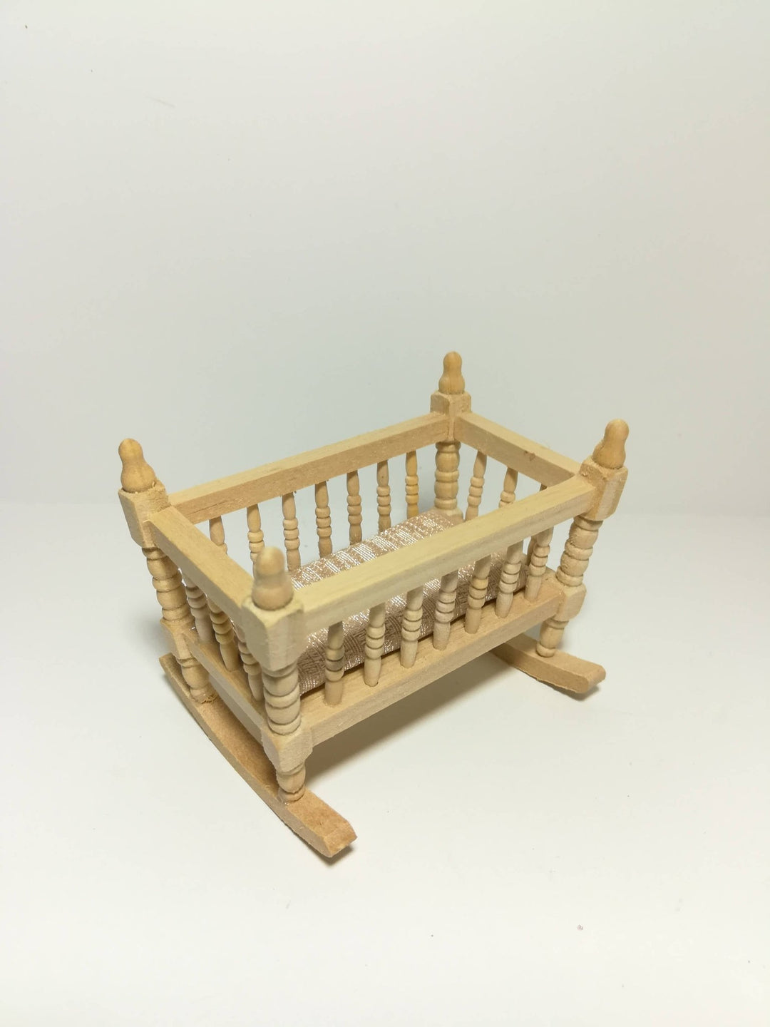 Dollhouse Miniature Cradle Crib for Nursery Unfinished Wood Rocking 1:12 Scale Furniture - Miniature Crush