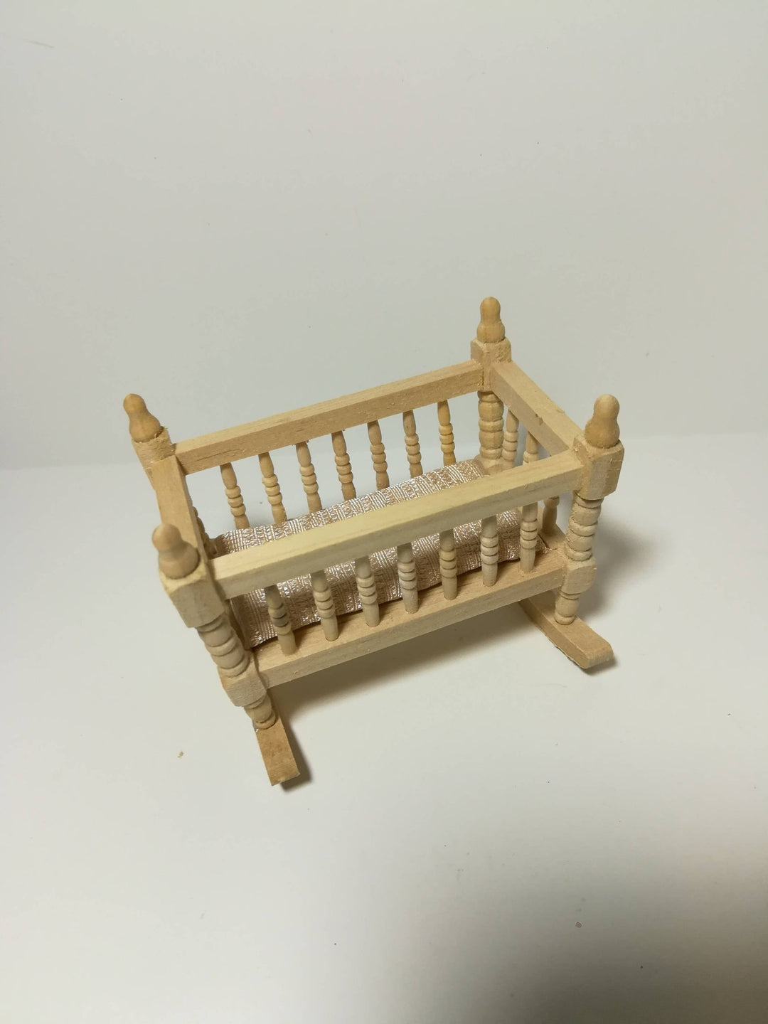 Dollhouse Miniature Cradle Crib for Nursery Unfinished Wood Rocking 1:12 Scale Furniture - Miniature Crush