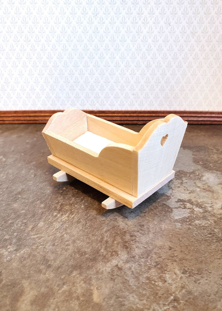 Dollhouse Miniature Cradle Small Crib for Nursery Unfinished Wood Rocking 1:12 Scale Furniture - Miniature Crush