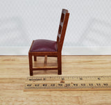 Dollhouse Miniature Dining Chair Faux Leather Seat 1:12 Scale Walnut Finish - Miniature Crush