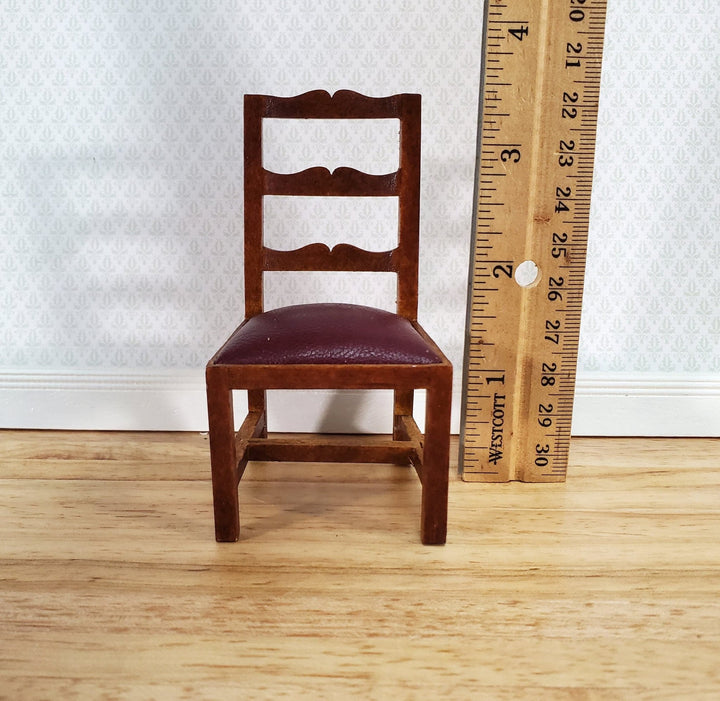 Dollhouse Miniature Dining Chair Faux Leather Seat 1:12 Scale Walnut Finish - Miniature Crush