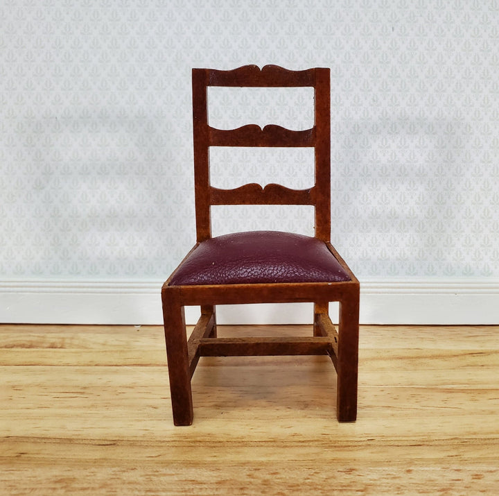 Dollhouse Miniature Dining Chair Faux Leather Seat 1:12 Scale Walnut Finish - Miniature Crush