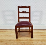 Dollhouse Miniature Dining Chair Faux Leather Seat 1:12 Scale Walnut Finish - Miniature Crush