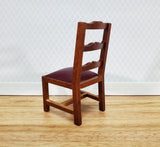 Dollhouse Miniature Dining Chair Faux Leather Seat 1:12 Scale Walnut Finish - Miniature Crush