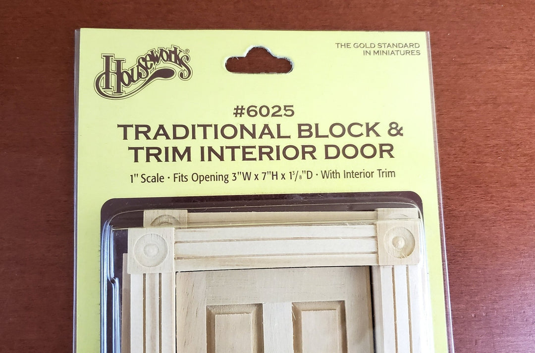 Dollhouse Miniature Door 6 Panel Interior with Head Blocks 1:12 Scale by Houseworks #6025 - Miniature Crush