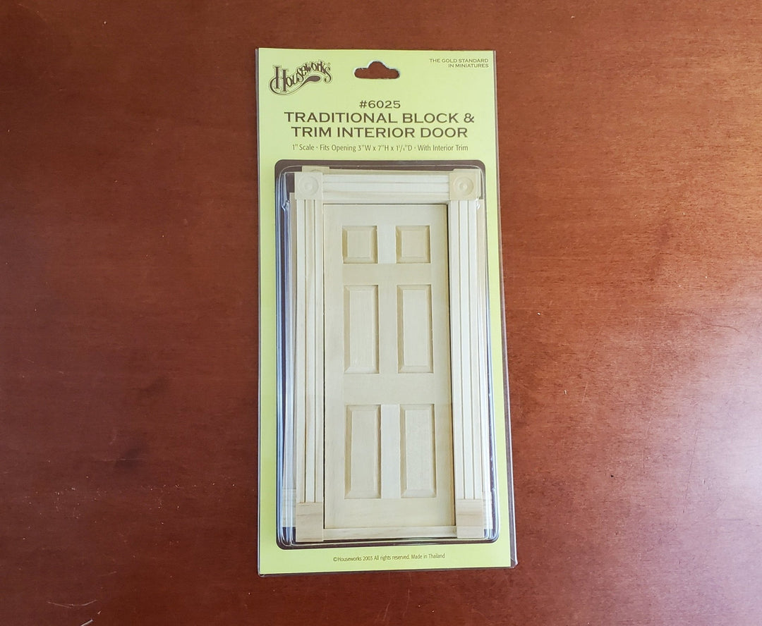 Dollhouse Miniature Door 6 Panel Interior with Head Blocks 1:12 Scale by Houseworks #6025 - Miniature Crush