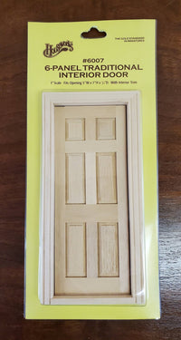 Dollhouse Miniature Door 6 Panel Traditional Interior 1:12 Scale by Houseworks #6007