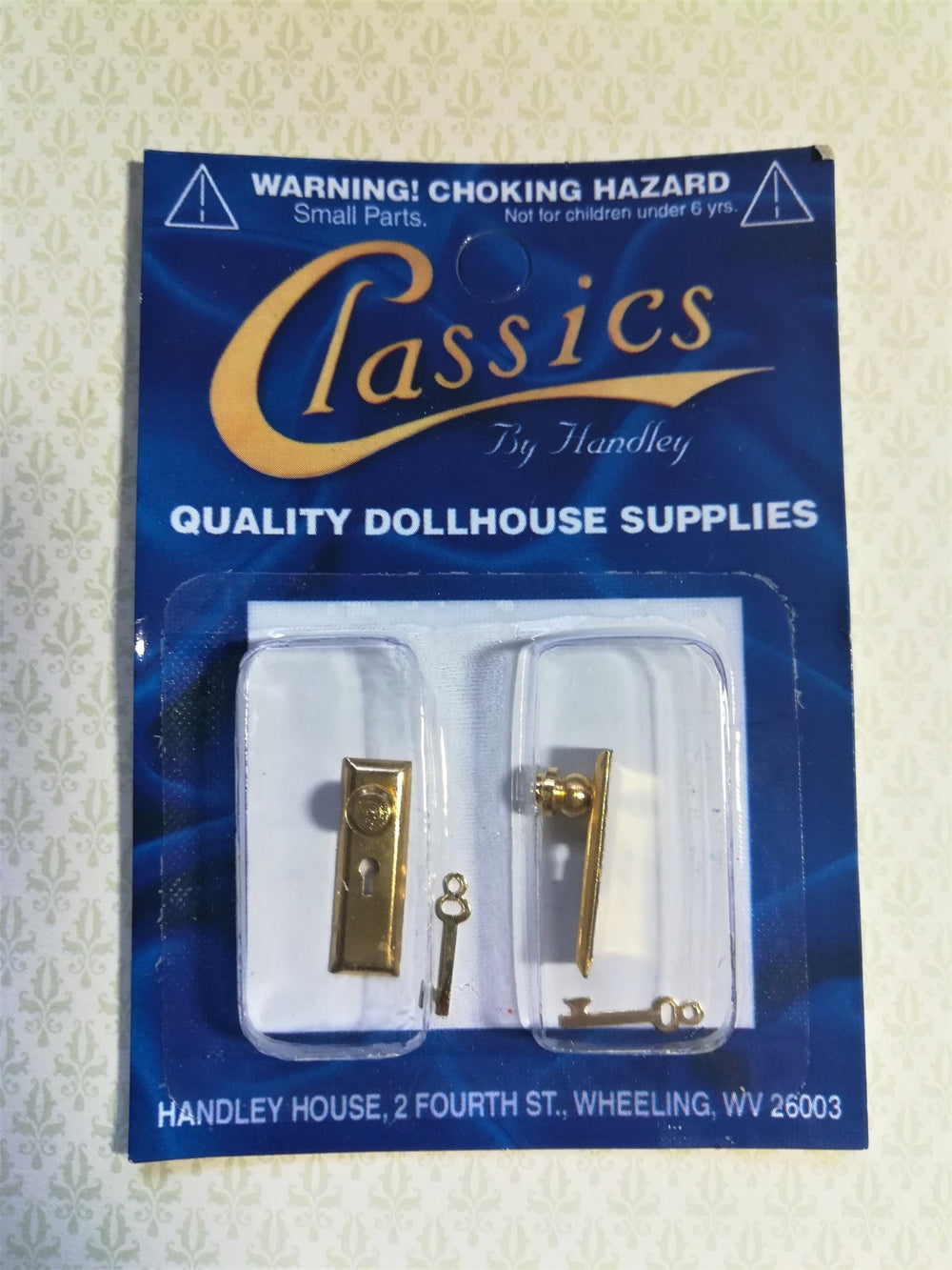 Dollhouse Miniature Door Knobs and Plates Set with Keyhole 1:12 Scale Brass Gold - Miniature Crush