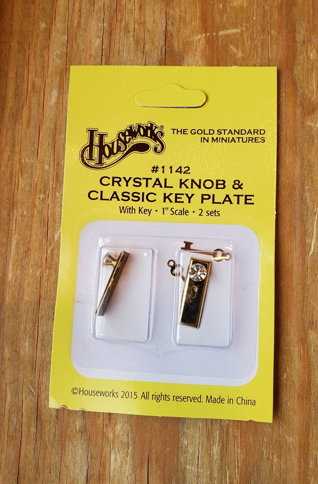 Dollhouse Miniature Door Knobs Handles Gold with Crystal Knobs & Keyhole 1:12 Scale - Miniature Crush