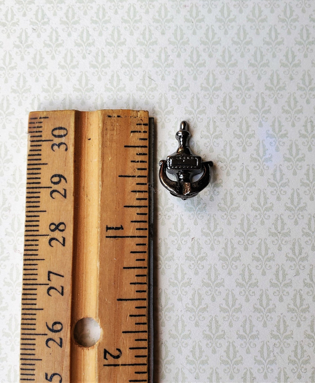 Dollhouse Miniature Door Knocker Classic Style Dark Bronze 1:12 Scale 18 mm - Miniature Crush